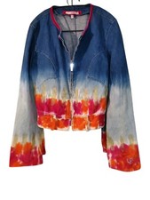 Voyage  Passion Designer Beautiful Tye Dye Jean Jacket w Belt Loops USA 8