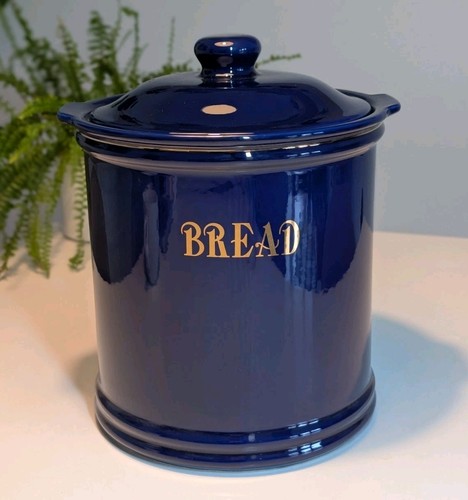 Blue ceramic bread bin croc - bread,