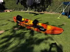Galaxy 2+1 Flame Orange Sit on top Kayak with seats and fishing rod holders