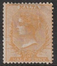 Malta 1863-81               QV One Half Penny Yellow Buff SG10 Fine
