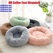 Fluffy Soft Comfy Calming Donut Dog Cat Beds Warm Bed Pet Round Plush Puppy Beds