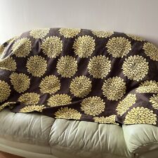 Gold & Brown Throw 60s/70s Style Small Vintage Floral Chrysanthemum Jacquard