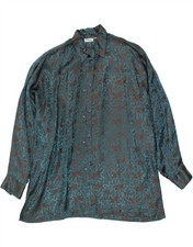 VINTAGE Womens Longline Oversized Shirt UK 10 Small Blue Floral BM13