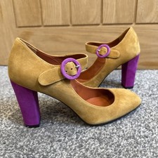 Penelope Chilvers Tango Suede Colourblock Mary Jane Heels UK5 /38