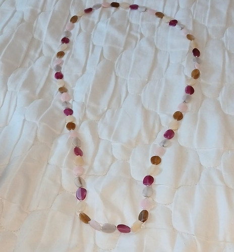 Pink brown beaded necklace - pink,