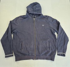 FRED PERRY Hoodie XXL Blue Men's Cotton Classic Casual Zip Jumper