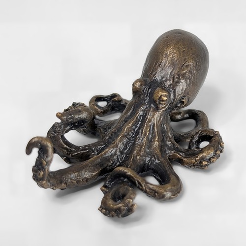 Solid bronze octopus - octopus, sculpture