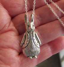 925 Sterling silver & Peter Rabbit Beatrix Potter Character pendant necklace