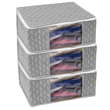 Printed Saree Cover Set of 3 Non-Woven Cloth Storage/Wardrobe Organize Grey