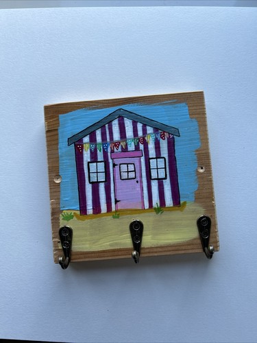 Beach hut themed handmade key - themed,