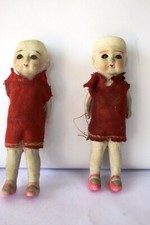 Antique China Head Japan Bisque Doll Porcelain Wire Jointed With Cloth Dress"F15