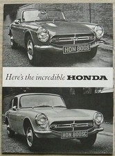 HONDA S800 ROADSTER & COUPE Car Sales Leaflet Brochure c1968