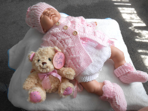 Hand knitted pink lace - knitted,
