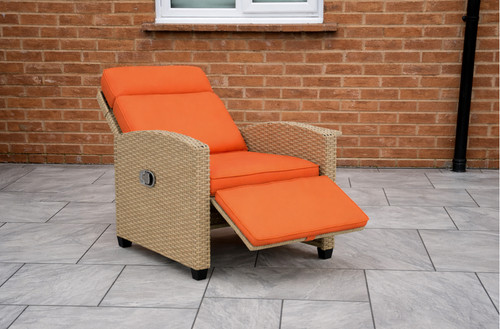 Rattan garden recliner chair - garden,