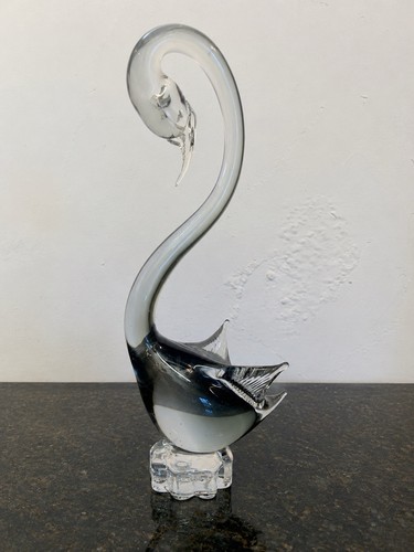 Art glass swan figurine clear - glass,