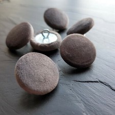 Dark Grey velvet fabric covered buttons, 14mm, 19mm, 23mm, 25mm or 31mm in packs
