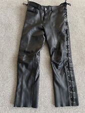 Unisex Handmade Genuine Leather Trousers Lace Up Heavy Duty Steampunk Goth
