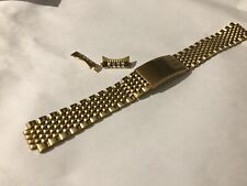 Omega Seamaster 18mm Rice Bead Yellow Gold Plated watch strap Band Curved Lugs