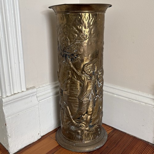 Vtg brass repousse umbrella - brass,