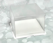 Square Clear Cake Presentation Boxes x 10 -6.5 inch square base board/5inch tall