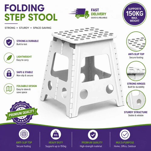 Large 150kg white folding step - large,