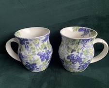 Ben Thomas Blue Green Floral Mugs x2 Porcelain Mug B7