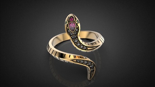 14k gold snake ring anillo - ,