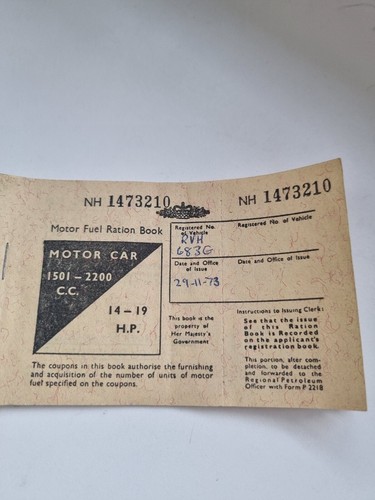 Motor fuel ration book s - motor,