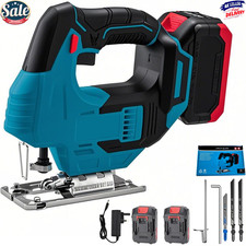 Cordless Jigsaw w/2 Battery and Blade Jig Saw Power Tool Set Wood Cutter Machine