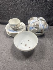 Rare 5 x Japanese Eggshell Porcelain - Mount Fuji - Cup, Saucer & Plates
