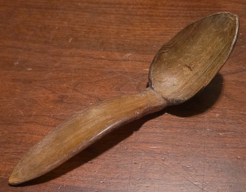 Carved horn spoon antique - horn,