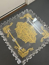 Acrylic coffee table, set of stand with 4 pcs tables. Gold Design.