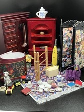 Dolls House 1/12 Scale Job Lot Bundle Furniture Accessories Cabinet Bag Rug Box
