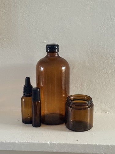 Amber glass bottles roll - amber,