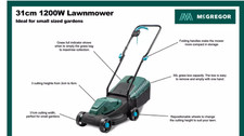 USED McGregor 31cm Electric Corded Rotary Lawnmower 1200W MCELM1231