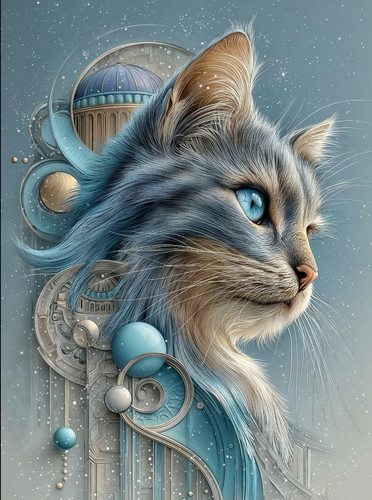 Watercolour ornate cat 1xa4 - watercolour,,