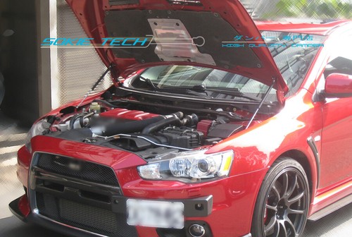 Black strut bonnet shock hood - black,