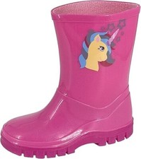 Stormwells Girls Kids Waterproof Wellies Pink Glitter Cute Unicorn Motif