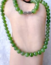 Handmade Gemstone Jewelry Genuine Green Jade(Nephrite) Necklace Beads 6mm