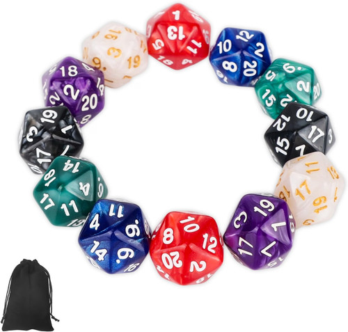 12pcs d20 regular dice - dice, in