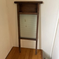Vintage Glass and Wood Washboard. 30 Inches High. Great Condition. Period Prop