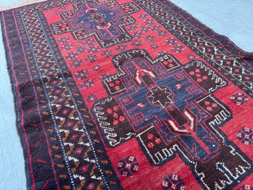 Hand knotted vintage afghan - knotted,