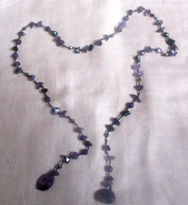 Amethyst Chip and Bead  Gemstone Necklace -28 inch  (2826)