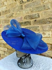 royal blue large fascinator millinery burlesque headband wedding hat ascot