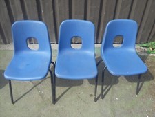 Three Hille Plastic Metal School / Nursery Kids Child Enfants Stacking Chairs