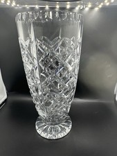 Large Heavy Vintage Cut Crystal Flower Vase 24cm Tall- Please See Description 
