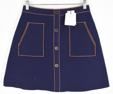 SANDRO Skirt Womens LARGE Knitted Stretchy Pockets Blue Mini