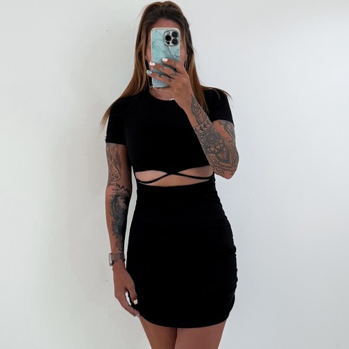 Ladies ribbed dress black - ladies,