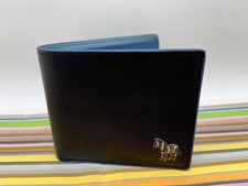 PS PAUL SMITH Zebra Logo Stripe Billfold BLACK blue Leather Wallet