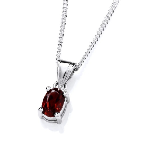 Sterling silver garnet - garnet, oval
